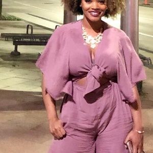 Two piece straight leg jumpsuit